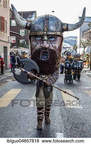 Dressed as Vikings, Tambour Major of Guggenmusik Aemmerugger Malters, 41st Motteri Fasnachtsumzug, carnival parade, Malters, Lucerne, Switzerland, Europe View Large Photo Image Stock Photo - Dressed as Vikings, Tambour Major of Guggenmusik Aemmerugger Malters, 41st Motteri Fasnachtsumzug, carnival parade, Malters, Lucerne, Switzerland, Europe. Fotosearch