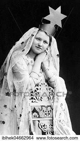 Picture - Dressed up woman with star on her head, 1930s, Germany, Europe. Fotosearch