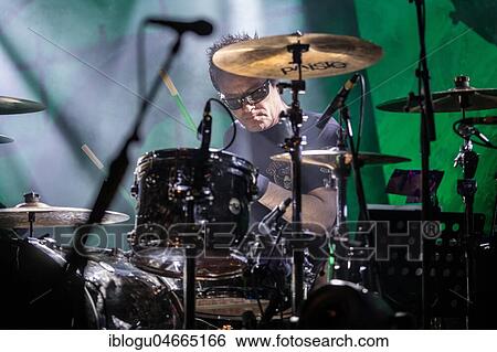 Stock Photograph - Drummer Hena Habegger from the Swiss rock band Gotthard live in the Schüür Luzern, Switzerland, Europe. Fotosearch