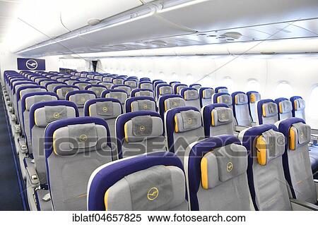 Economy Class, lower deck, cabin, Airbus, A380-800, Lufthansa View Large Photo Image Stock Photography - Economy Class, lower deck, cabin, Airbus, A380-800, Lufthansa. Fotosearch