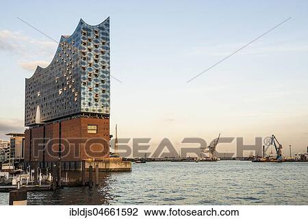 Elbe Philharmonic Hall in the evening light, architects Herzog & De Meuron, Hafencity, Hamburg, Germany, Europe View Large Photo Image Stock Image - Elbe Philharmonic Hall in the evening light, architects Herzog & De Meuron, Hafencity, Hamburg, Germany, Europe. Fotosearch