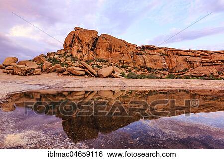 Stock Photograph - Elephants Head Rock Formation, evening mood, Ameib Ranch, Erongo Region, Namibia, Africa. Fotosearch