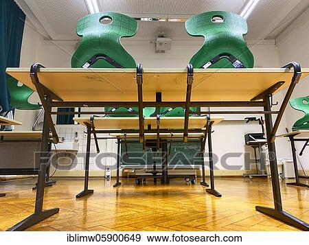 Empty classroom, individual tables without distance rule, Corona crisis, Germany, Europe View Large Photo Image Stock Photo - Empty classroom, individual tables without distance rule, Corona crisis, Germany, Europe. Fotosearch