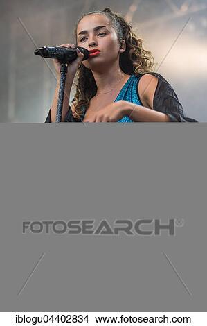 Picture - English pop and R&B singer Ella Eyre live at the 26th Heitere Open Air in Zofingen, Aargau, Switzerland, Europe. Fotosearch