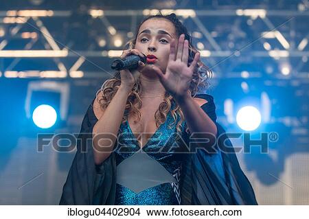 Picture - English pop and R&B singer Ella Eyre live at the 26th Heitere Open Air in Zofingen, Aargau, Switzerland, Europe. Fotosearch