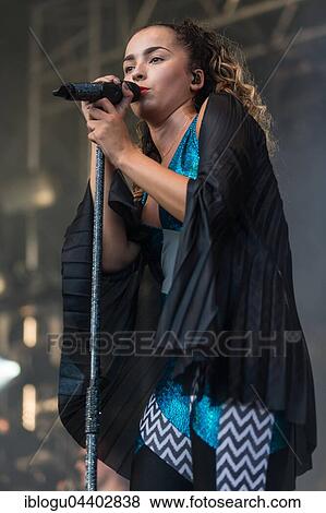 Stock Photo - English pop and R&B singer Ella Eyre live at the 26th Heitere Open Air in Zofingen, Aargau, Switzerland, Europe. Fotosearch