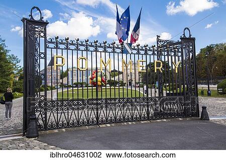 Entrance gate to the Champagne House Pommery, Reims, Grand Est, France, Europe View Large Photo Image Stock Image - Entrance gate to the Champagne House Pommery, Reims, Grand Est, France, Europe. Fotosearch