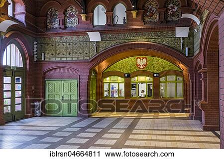 Entrance hall, Malbork railway station, brick building from the Wilhelminian period around 1890, Marienburg, Malbork, Pomerania, Poland, Europe View Large Photo Image Stock Image - Entrance hall, Malbork railway station, brick building from the Wilhelminian period around 1890, Marienburg, Malbork, Pomerania, Poland, Europe. Fotosearch