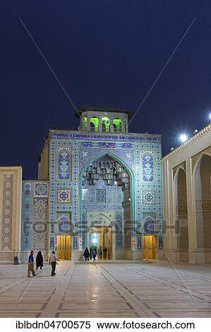 Stock Photography - Entrance of Aramgah-e Shah-e Cheragh complex at night, pilgrimage place and mausoleum, Shiraz, Iran, Asia. Fotosearch
