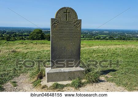 Stock Photography - Epitaph with inscription, Hill of Tara, County Meath, Ireland, Europe. Fotosearch