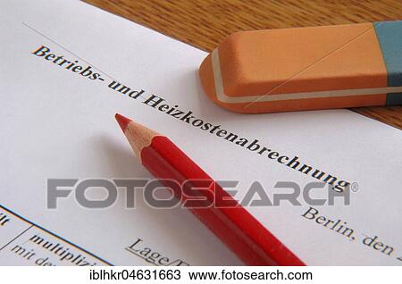 Eraser and red pencil on bill for operating and heating costs, symbol picture for additional costs and savings View Large Photo Image Stock Image - Eraser and red pencil on bill for operating and heating costs, symbol picture for additional costs and savings. Fotosearch