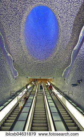 Stock Photo - Escalators, Metro station Toledo, Naples, Campania, Italy, Europe. Fotosearch