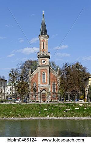 Evangelical Christuskirche at River Salzach, Church of Christ, Salzburg, Austria, Europe View Large Photo Image Stock Image - Evangelical Christuskirche at River Salzach, Church of Christ, Salzburg, Austria, Europe. Fotosearch