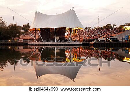 Event at the Amphitheater on Rhine-Herne-Canal, Nordsternpark, Gelsenkirchen, Ruhr Area, North Rhine-Westphalia, Germany, Europe View Large Photo Image Stock Image - Event at the Amphitheater on Rhine-Herne-Canal, Nordsternpark, Gelsenkirchen, Ruhr Area, North Rhine-Westphalia, Germany, Europe. Fotosearch