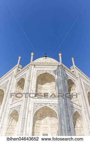 Stock Image - Facade of the Taj Mahal, Agra, Uttar Pradesh, India, Asia. Fotosearch
