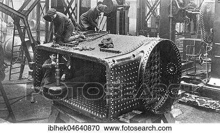 Stock Image - Factory building, steel industry, mechanical engineering, 1910s, Borsigwerke Berlin Tegel, Germany, Europe. Fotosearch