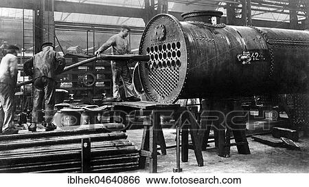 Stock Photograph - Factory building, steel industry, mechanical engineering, 1910s, Borsigwerke Berlin Tegel, Germany, Europe. Fotosearch