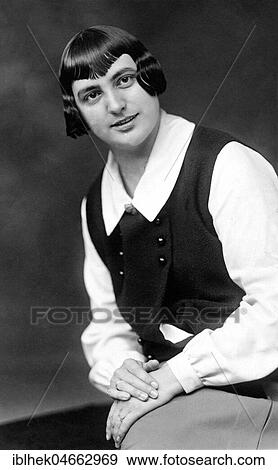 Stock Photo - Fashion, haircut, woman wears pony, 1920s, Germany, Europe. Fotosearch