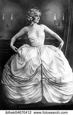Stock Image - Fashion, woman wearing a hooped skirt, 1900s, Germany, Europe. Fotosearch