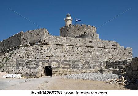 Festung Agios Nikolaos, Rhodos-Stadt, Rhodos, Dodekanes, Griechenland, Europa View Large Photo Image Stock Photo - Festung Agios Nikolaos, Rhodos-Stadt, Rhodos, Dodekanes, Griechenland, Europa. Fotosearch
