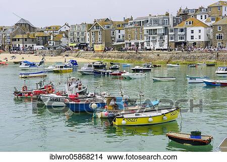 Fishing boats in the picturesque port of St Ives, Cornwall, United Kingdom, Europe View Large Photo Image Picture - Fishing boats in the picturesque port of St Ives, Cornwall, United Kingdom, Europe. Fotosearch