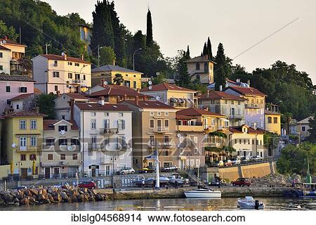 Fishing village, morning light, Moscenicka Draga, Kvarner Bay, Adriatic Sea, Istria, Croatia, Europe View Large Photo Image Picture - Fishing village, morning light, Moscenicka Draga, Kvarner Bay, Adriatic Sea, Istria, Croatia, Europe. Fotosearch