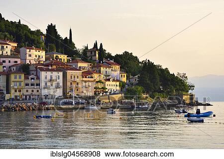 Fishing village, morning light, Moscenicka Draga, Kvarner Bay, Adriatic Sea, Istria, Croatia, Europe View Large Photo Image Stock Photo - Fishing village, morning light, Moscenicka Draga, Kvarner Bay, Adriatic Sea, Istria, Croatia, Europe. Fotosearch