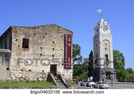 Stock Photograph - Former economic building and clock tower of the Jesuit mission, Museo Estancia Jesuitica, Alta Gracia, Province of Córdoba, Argentina, South America. Fotosearch