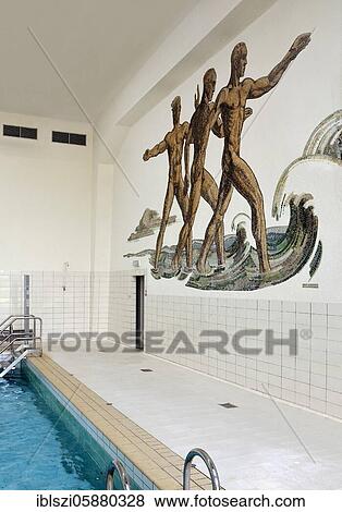 Former NS-Ordensburg Vogelsang, marble plaster mosaic by Ernst Zoberbier in the swimming pool, Schleiden, Eifel, North Rhine-Westphalia, Germany, Europe View Large Photo Image Stock Photo - Former NS-Ordensburg Vogelsang, marble plaster mosaic by Ernst Zoberbier in the swimming pool, Schleiden, Eifel, North Rhine-Westphalia, Germany, Europe. Fotosearch