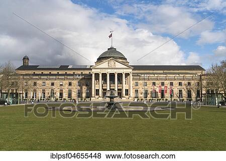 Fountain in front of the spa hotel and Casino, Wiesbaden, Hesse, Germany, Europe View Large Photo Image Stock Photo - Fountain in front of the spa hotel and Casino, Wiesbaden, Hesse, Germany, Europe. Fotosearch