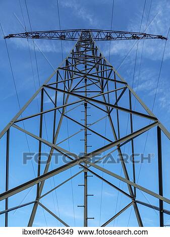 Stock Photo - Freileitung, Gittermast, Starkstrommast, Sachsen-Anhalt, Deutschland, Europa. Fotosearch