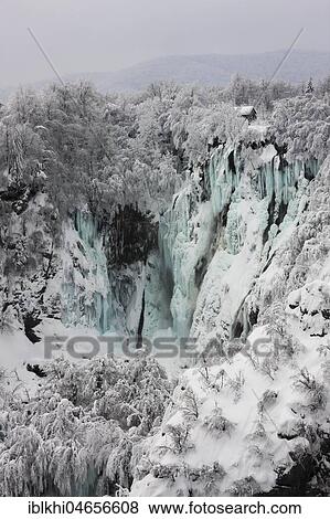 Frozen Waterfall, Plitvice Lakes National Park, Plitvice, Croatia, Europe View Large Photo Image Stock Photo - Frozen Waterfall, Plitvice Lakes National Park, Plitvice, Croatia, Europe. Fotosearch