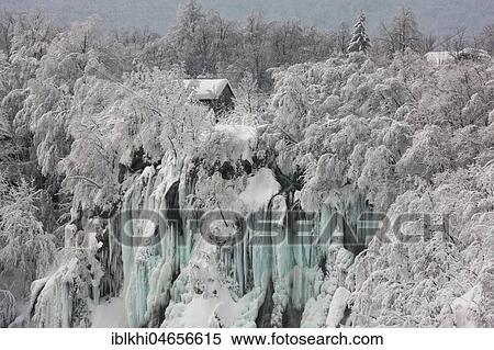 Frozen Waterfall, Plitvice Lakes National Park, Plitvice, Croatia, Europe View Large Photo Image Stock Photography - Frozen Waterfall, Plitvice Lakes National Park, Plitvice, Croatia, Europe. Fotosearch