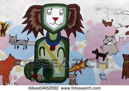 Funny cat with other animals, Graffiti, Bangkok, Thailand, Asia View Large Photo Image Stock Image - Funny cat with other animals, Graffiti, Bangkok, Thailand, Asia. Fotosearch