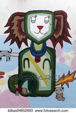 Funny cat with other animals, Graffiti, Bangkok, Thailand, Asia View Large Photo Image Stock Image - Funny cat with other animals, Graffiti, Bangkok, Thailand, Asia. Fotosearch