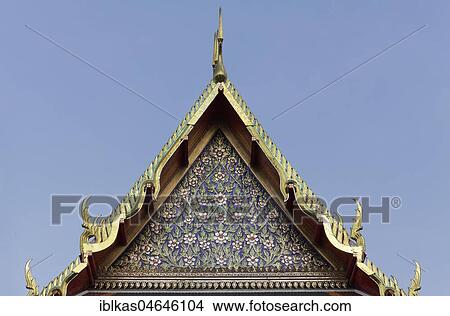 Gable mosaic, Wihan of Wat Pho, Buddhist temple complex, Ko Ratanakosin, Bangkok, Thailand, Asia View Large Photo Image Picture - Gable mosaic, Wihan of Wat Pho, Buddhist temple complex, Ko Ratanakosin, Bangkok, Thailand, Asia. Fotosearch