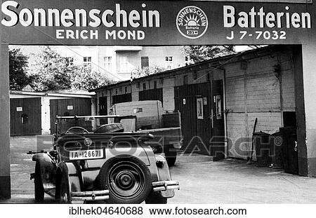 Stock Photo - Garage, 1920s, exact location unknown, Germany, Europe. Fotosearch