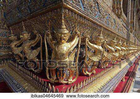 Garuda with Nagas, gilded figures, Ubosot Gallery, Emerald Buddha Temple, Wat Phra Kaeo, Ko Ratanakosin, Bangkok, Thailand, Asia View Large Photo Image Stock Photo - Garuda with Nagas, gilded figures, Ubosot Gallery, Emerald Buddha Temple, Wat Phra Kaeo, Ko Ratanakosin, Bangkok, Thailand, Asia. Fotosearch