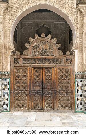Gate of the Koranic school Medersa Bou Inania, Fez, Morocco, Africa View Large Photo Image Stock Image - Gate of the Koranic school Medersa Bou Inania, Fez, Morocco, Africa. Fotosearch