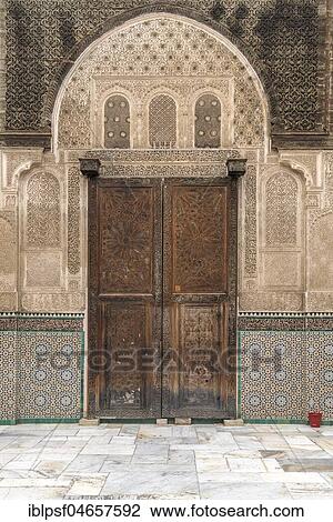 Gate of the Koranic school Medersa Bou Inania, Fez, Morocco, Africa View Large Photo Image Stock Image - Gate of the Koranic school Medersa Bou Inania, Fez, Morocco, Africa. Fotosearch