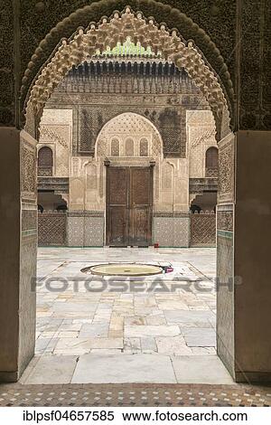 Gate to the courtyard of the Koran school Medersa Bou Inania, Fez, Morocco, Africa View Large Photo Image Stock Photography - Gate to the courtyard of the Koran school Medersa Bou Inania, Fez, Morocco, Africa. Fotosearch