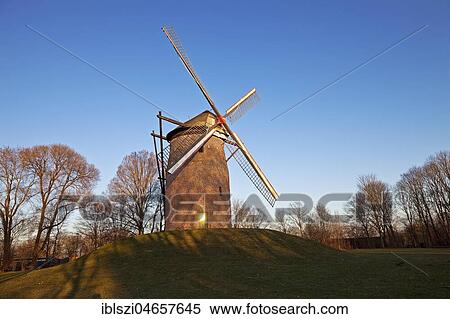 Stock Photography - Geismühle, historical windmill, Krefeld, Niederrhein, North Rhine-Westphalia, Germany, Europe. Fotosearch