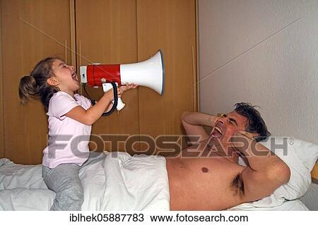 Girl, child, father, megaphones, loud, wake up, Lauda, Germany, Europe View Large Photo Image Stock Image - Girl, child, father, megaphones, loud, wake up, Lauda, Germany, Europe. Fotosearch
