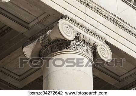 Stock Image - Glyptothek, ionisches Saulenkapitell, Architekt Leo von Klenze, Konigsplatz, Munchen, Bayern, Oberbayern, Deutschland, Europa. Fotosearch