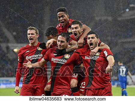 Goal celebration by soccer players of Bayer Leverkusen, Wirsol Rhein-Neckar Arena, Hoffenheim, Baden-Württemberg, Germany, Europe View Large Photo Image Stock Image - Goal celebration by soccer players of Bayer Leverkusen, Wirsol Rhein-Neckar Arena, Hoffenheim, Baden-Württemberg, Germany, Europe. Fotosearch