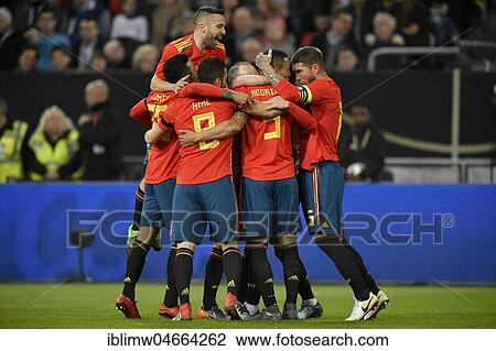 Stock Image - Goal Celebration National Team Spain, Esprit Arena, Düsseldorf, North Rhine-Westphalia, Germany, Europe. Fotosearch