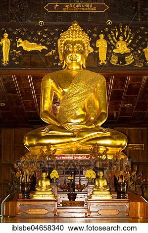 Golden Buddha statue in the Bot of Wat Phuttha Nimit Phra Saiyat, Phra Buddha Phukhao, Sahatsakhan District, Kalasin, Isan, Thailand, Asia View Large Photo Image Stock Image - Golden Buddha statue in the Bot of Wat Phuttha Nimit Phra Saiyat, Phra Buddha Phukhao, Sahatsakhan District, Kalasin, Isan, Thailand, Asia. Fotosearch