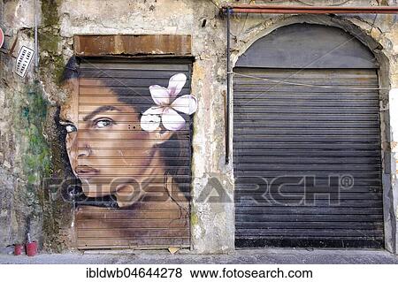 Graffiti, woman with blossom in her hair, La Vucciria district, Piazza Garraffello, Palermo, Sicily, Italy, Europe View Large Photo Image Stock Photo - Graffiti, woman with blossom in her hair, La Vucciria district, Piazza Garraffello, Palermo, Sicily, Italy, Europe. Fotosearch