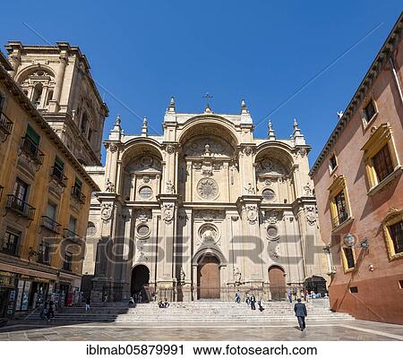 Stock Image - Granada Cathedral or Cathedral of the Incarnation, Plaza Pasiegas, Granada, Andalusia, Spain, Europe. Fotosearch