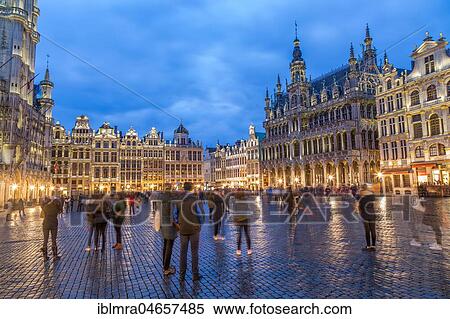 Grand-Place Grote Markt at dusk, Brussels, Belgium, Europe View Large Photo Image Stock Photography - Grand-Place Grote Markt at dusk, Brussels, Belgium, Europe. Fotosearch